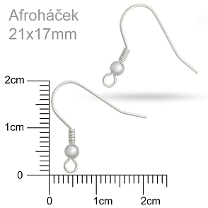 Afroháček s pružinkou a kuličkou . Barva stříbrná. Velikost 21x17mm.
