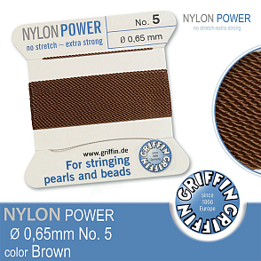 NYLON Power velmi pevná nit GRIFFIN síla nitě 0,65mm Barva Brown