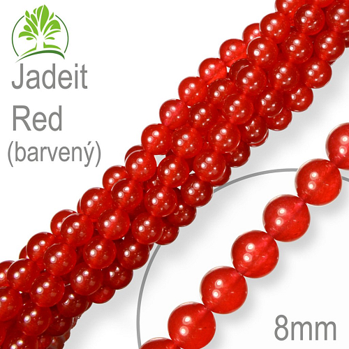 Korálky z minerálů Jadeit Red (barvený)  Velikost pr.8mm. Balení 10Ks.