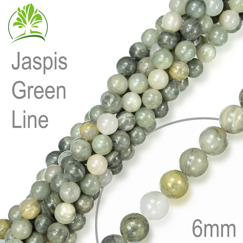 Korálky z minerálů Jaspis Green Line přírodní polodrahokam. Velikost pr.6mm. Balení 12Ks.