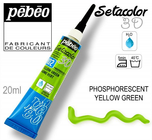 Kontura 3D SETACOLOR. Výrobce Pebeo. Barva 102 NEONOVÁ YELLOW GREEN. 