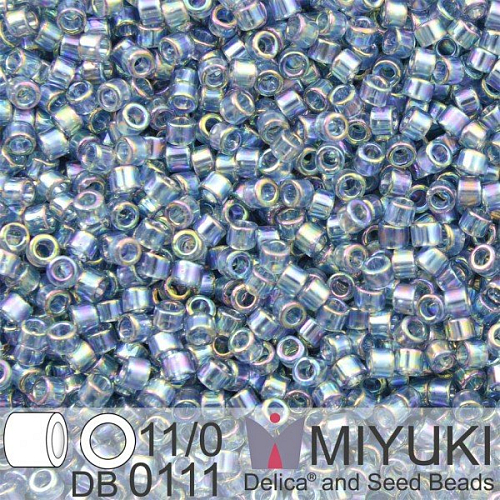 Korálky Miyuki Delica 11/0. Barva Tr Blue Gray Rainbow Gold Luster DB0111. Balení 5g.