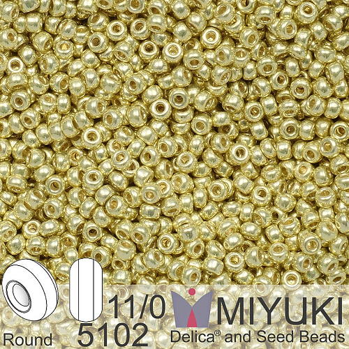 Korálky Miyuki Round 11/0. Barva 5102 Duracoat Galvanized Yellow. Balení 5g.
