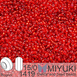 Korálky Miyuki Round 15/0. Barva 1419 Dyed S/L Red.  Balení 5g.