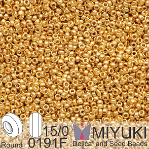 Korálky Miyuki Round 15/0. Barva 0191F Matte 24kt Gold Plated. Balení 3g.
