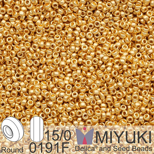 Korálky Miyuki Round 15/0. Barva 0191F Matte 24kt Gold Plated. Balení 3g.