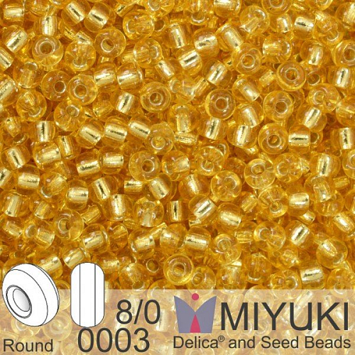 Korálky Miyuki Round 8/0. Barva 0003 S/L Gold . Balení 5g