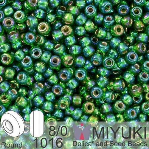 Korálky Miyuki Round 8/0. Barva 1016 S/L Green AB . Balení 5g