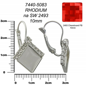 NÁUŠNICE mech. na SWAROVSKI Chessboard FB 10mm . Barva rhodium. Ozn-7440-5083. 
