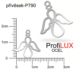 Přívěsek Chirurgická Ocel ozn-P790 ANDĚL velikost 18x16mm. Řada přívěsků ProfiLUX