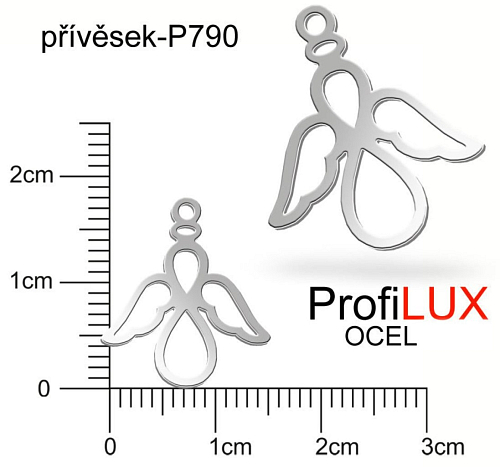 Přívěsek Chirurgická Ocel ozn-P790 ANDĚL velikost 18x16mm. Řada přívěsků ProfiLUX