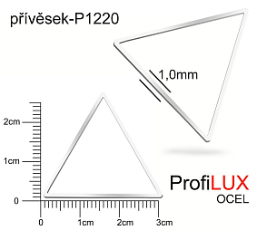 Přívěsek Ocel ozn-P1220 TROJÚHELNÍK velikost 31x27mm. Síla 1,0mm. Řada přívěsků ProfiLUX