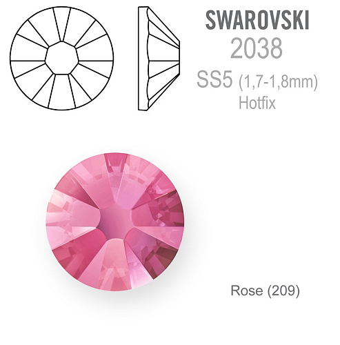 SWAROVSKI XILION rose  HOT-FIX velikost SS5 barva ROSE 