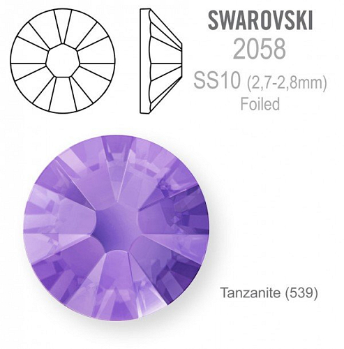 SWAROVSKI 2058 XILION Rose FOILED velikost SS10 barva Tanzanite (539). Balení 40Ks.