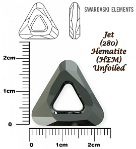 SWAROVSKI ELEMENTS Cosmic Triangle 4737 barva JET (280) HEMATITE (HEM) velikost 20mm. 