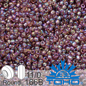Korálky TOHO tvar ROUND (kulaté). Velikost 11/0. Barva č. 166B-Trans-Rainbow Med Amethyst . Balení 8g.