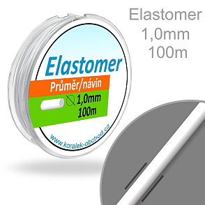 ELASTOMER (pruženka) pružná syntetická nit pr. 1,0mm.  Barva Čirá. Balení 100m