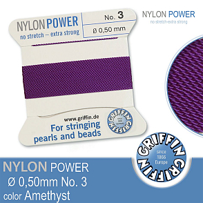 NYLON Power velmi pevná nit GRIFFIN síla nitě 0,50mm Barva Amethyst
