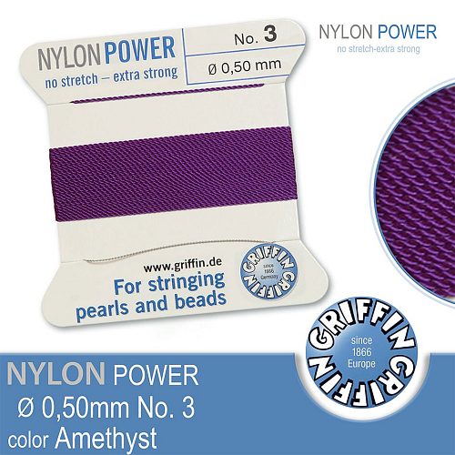 NYLON Power velmi pevná nit GRIFFIN síla nitě 0,50mm Barva Amethyst
