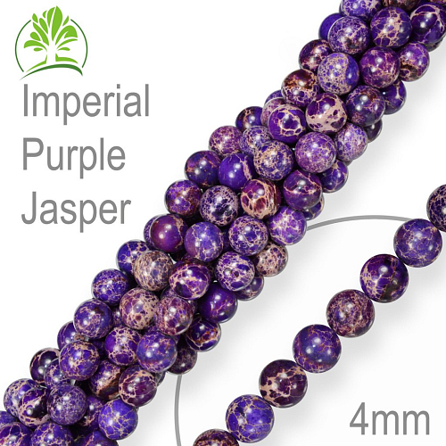 Korálky z minerálů Imperial Purple Jasper přírodní polodrahokam. Velikost pr.4mm. Balení 18Ks.