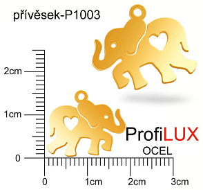 Přívěsek Chirurgická Ocel ozn-P1003 SLON se srdíčkem velikost 17x14mm. Barva POZLACENO. Řada přívěsků ProfiLUX