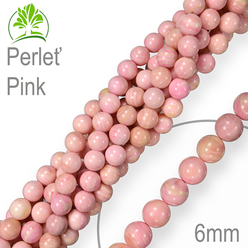 Korálky z minerálů Perleť Pink přírodní polodrahokam. Velikost pr.6mm. Balení 12Ks.