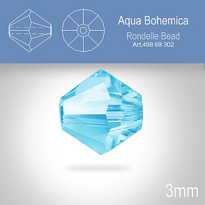 PRECIOSA Bicone (sluníčko) velikost 3mm. Barva AQUA BOHEMICA. Balení 40ks