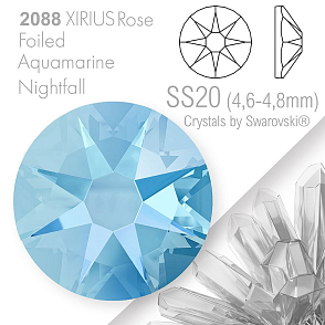 SWAROVSKI  XIRIUS Rose 2088 Foiled. Barva Crystal Aquamarine Nightfall velikost SS20 (4,6-4,8mm). Balení 15Ks.