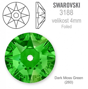 Swarovski 3188 XIRIUS Lochrose našívací kameny velikost pr.4mm barva Dark Moss Green