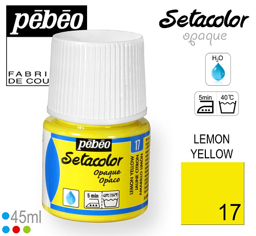 Barva na Textil SETACOLOR OPAQUE  Pebeo. barva č. 17 LEMON YELLOW. Balení 45ml.