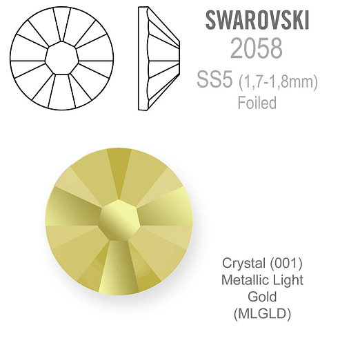 SWAROVSKI 2058 XILION FOILED velikost SS5 barva CRYSTAL METALLIC LIGHT GOLD  