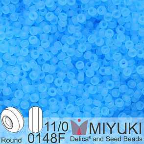 Korálky Miyuki Round 11/0. Barva 0148F Matte Tr Aqua. Balení 5g.