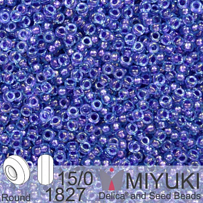 Korálky Miyuki Round 15/0. Barva 1827 Spkl Purple Lined Aqua Luster. Balení 5g