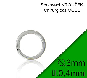 KROUŽEK spojovací-CHIRURGICKÁ OCEL 316L. Velikost venkovní pr.3,0mm tl.0,4mm.