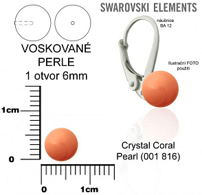 SWAROVSKI 5818 Voskované Perle 1otvor barva 816 CRYSTAL CORAL PEARL velikost 6mm.