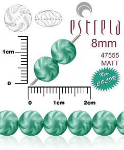 VOSKOVANÉ korále tvar ČOČKA tvarovaná. Velikost pr.8mm. Barva 47555 MATT (matná smaragdová). Balení 14ks na návleku