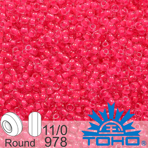 Korálky TOHO tvar ROUND (kulaté). Velikost 11/0. Barva č.978 Luminous Neon Pink. Balení 8g.