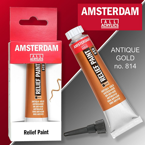 Reliéfní barvy Amsterdam Relief Paint 20 ml color ANTIQUE GOLD no. 814