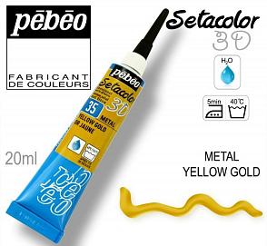 Kontura 3D SETACOLOR. Výrobce Pebeo. Barva 35 METAL YELLOW GOLD.