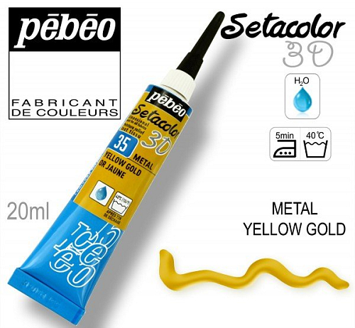 Kontura 3D SETACOLOR. Výrobce Pebeo. Barva 35 METAL YELLOW GOLD.