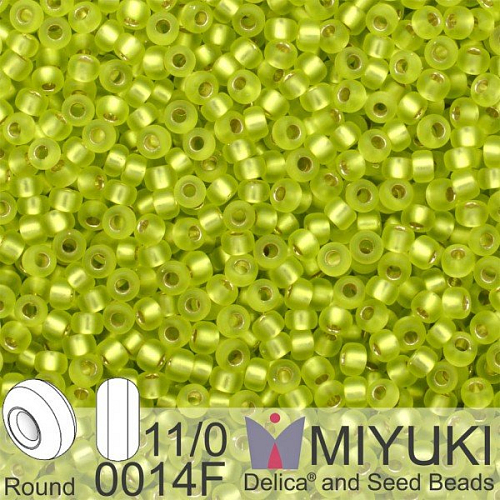 Korálky Miyuki Round 11/0. Barva 0014F Matte S/L Chartreuse. Balení 5g.