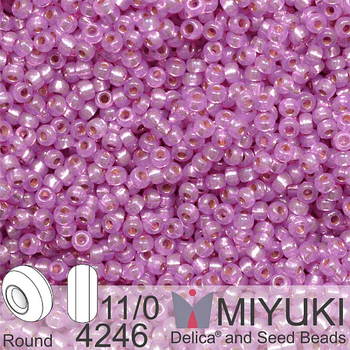 Korálky Miyuki Round 11/0. Barva 4246 Duracoat Silverlined Dyed Lilac. Balení 5g.