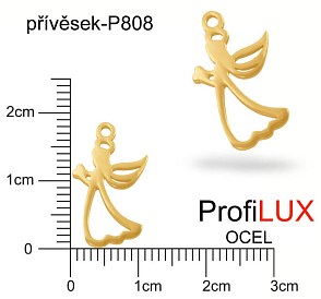 Přívěsek Chirurgická Ocel ozn-P808 ANDĚL se srdcem velikost 18x10mm. Barva POZLACENO. Řada přívěsků ProfiLUX