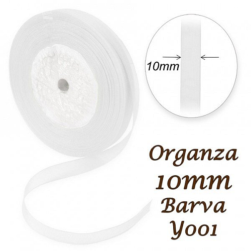 ORGANZA  stuha šířka 10mm. Číslo Y001 barva BÍLÁ. 