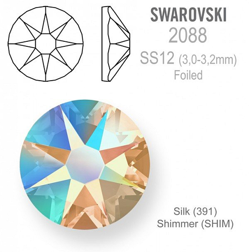 SWAROVSKI 2088 XIRIUS FOILED velikost SS12 barva Silk Shimmer 
