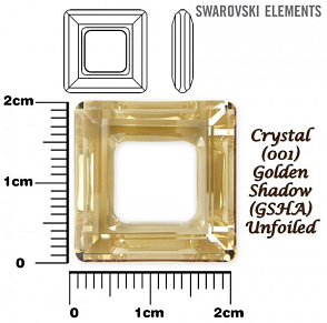 SWAROVSKI ELEMENTS Square Ring barva CRYSTAL (001) GOLDEN SHADOW (GSHA)  velikost 20x20mm.