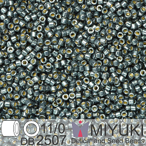Korálky Miyuki Delica 11/0. Barva Duracoat Galvanized Black Moss DB2507. Balení 5g