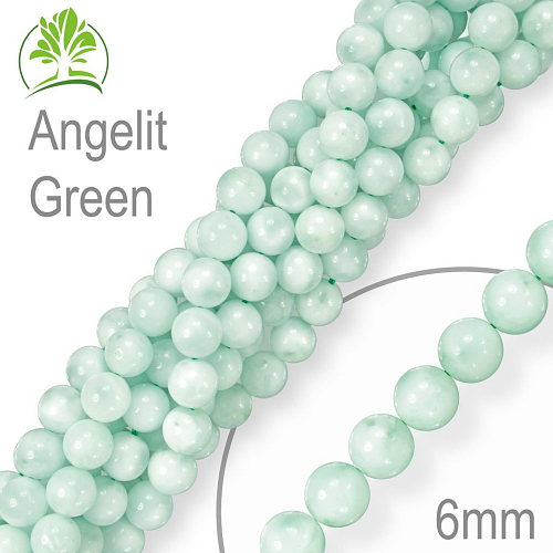 Korálky z minerálů Angelit Green přírodní polodrahokam. Velikost pr.6mm. Balení 12Ks.