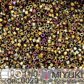 Korálky Miyuki Delica (fazetované) 11/0. Barva Metallic Golden Olive Iris Cut DBC0029. Balení 5g.