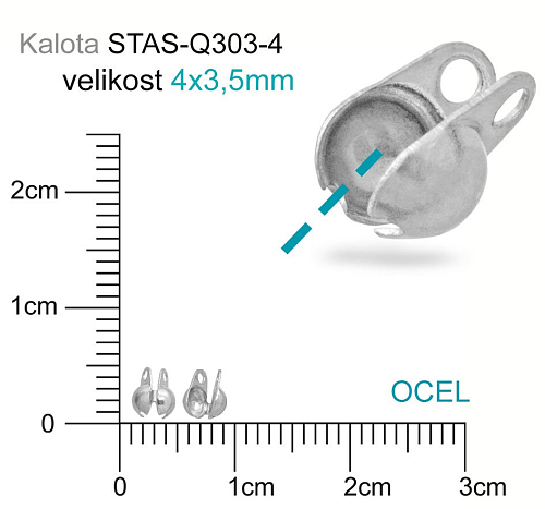 Kalota OCEL ozn.-STAS-Q303-4. velikost 4x3,5mm.